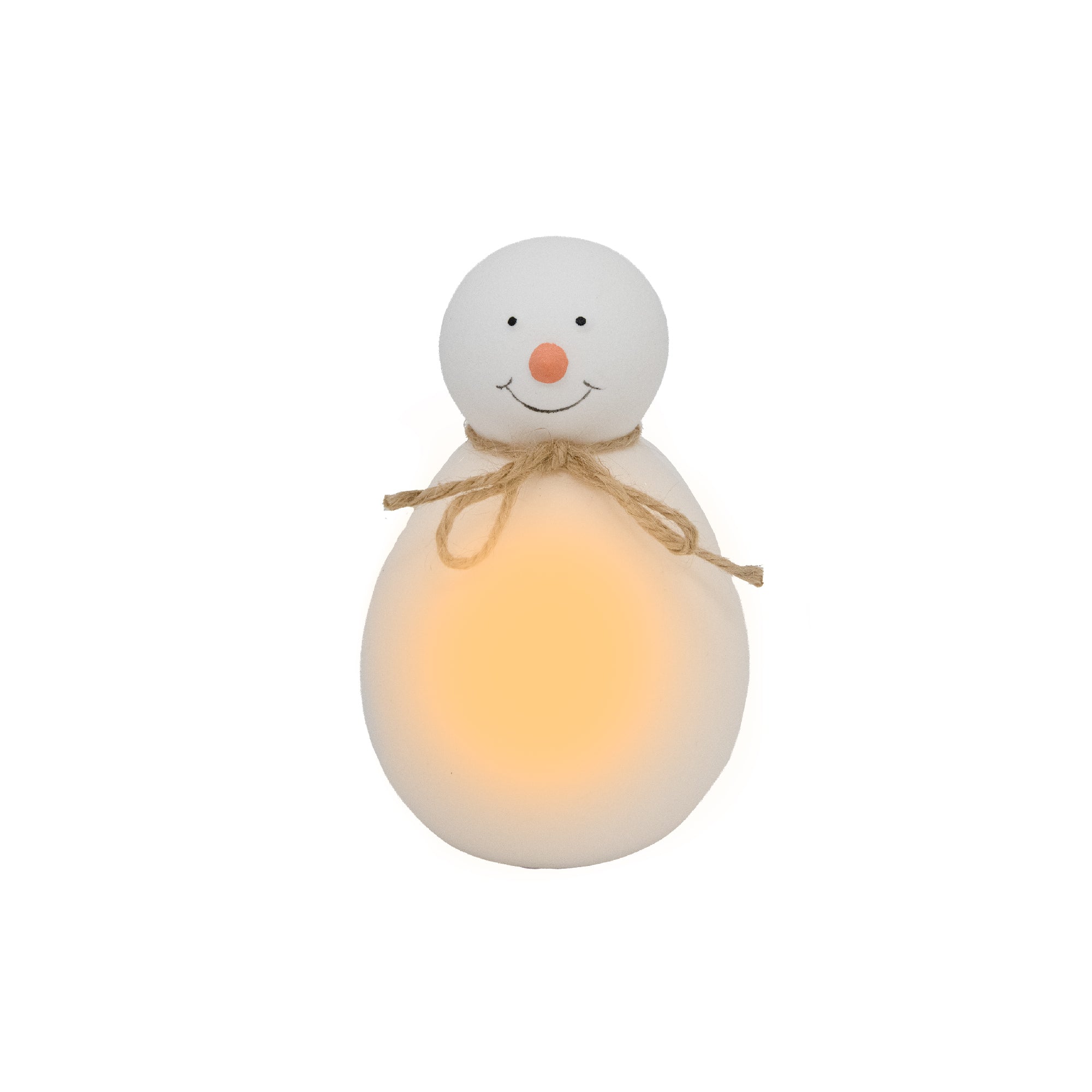 LED Porcelain Snowman Figurine with Twine, Christmas, Figurine, Holiday Decor
