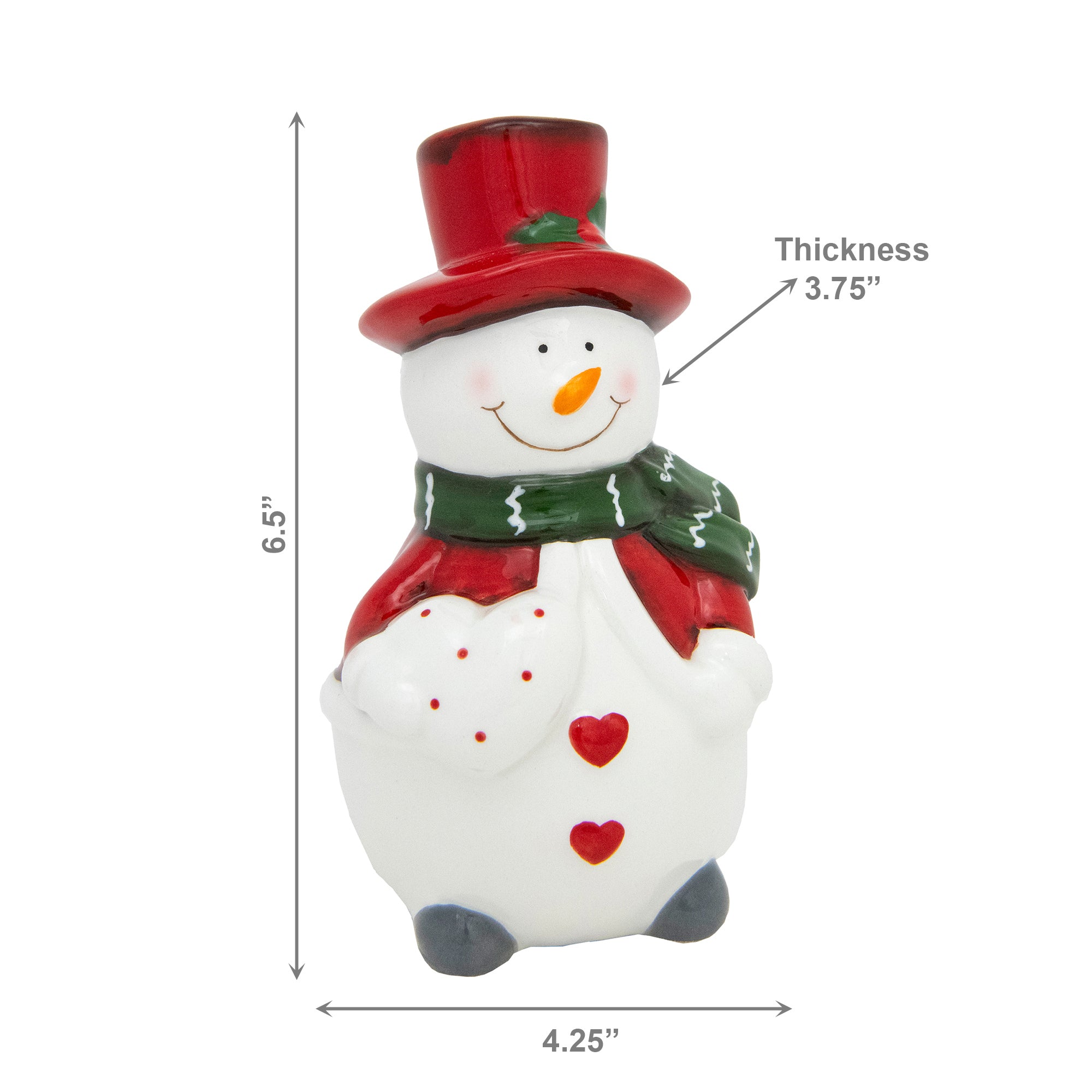 Porcelain Snowman with Red Hat Holding Heart Figurine, Christmas, Figurine, Holiday Decor