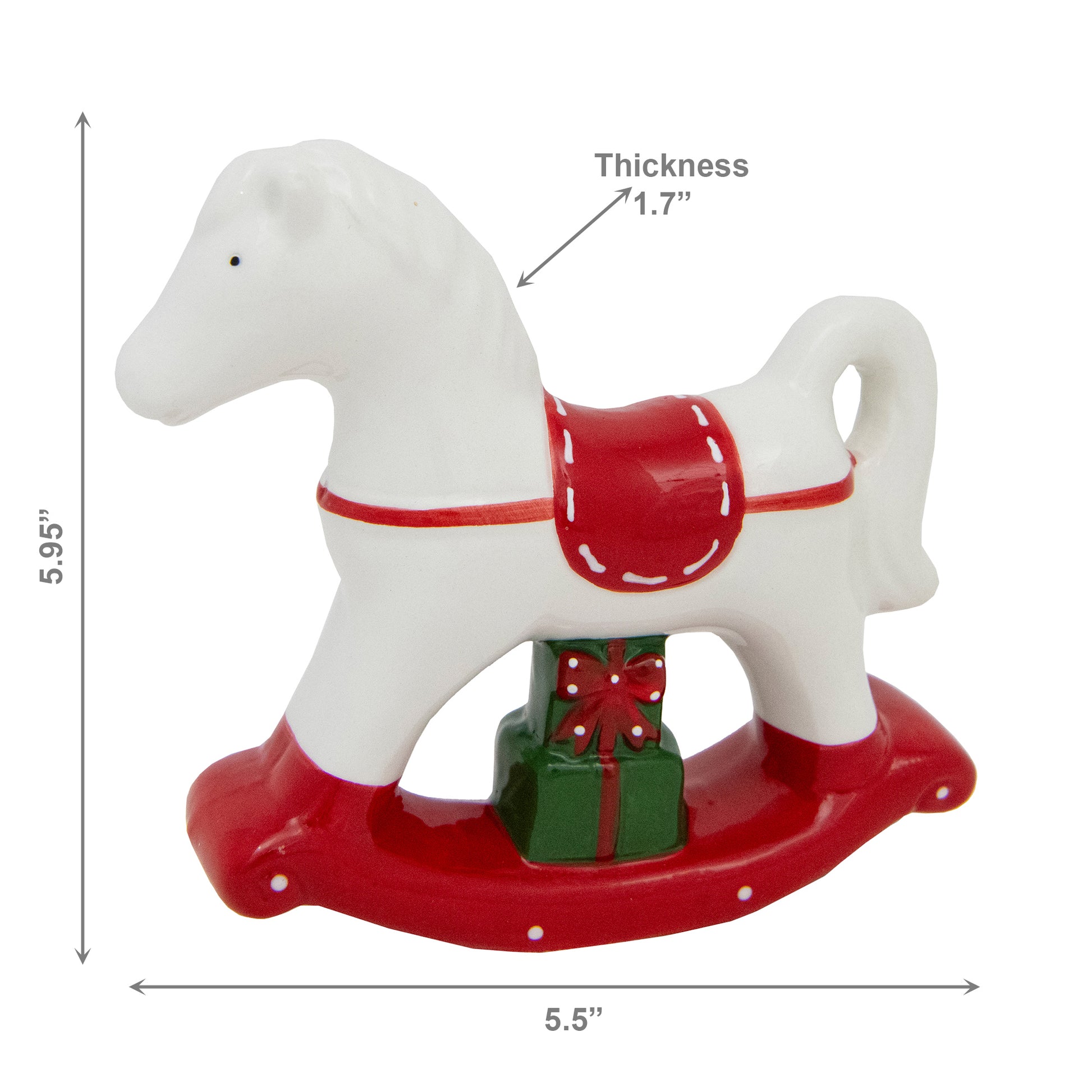Porcelain Rocking Horse with Presents, Holiday Decor