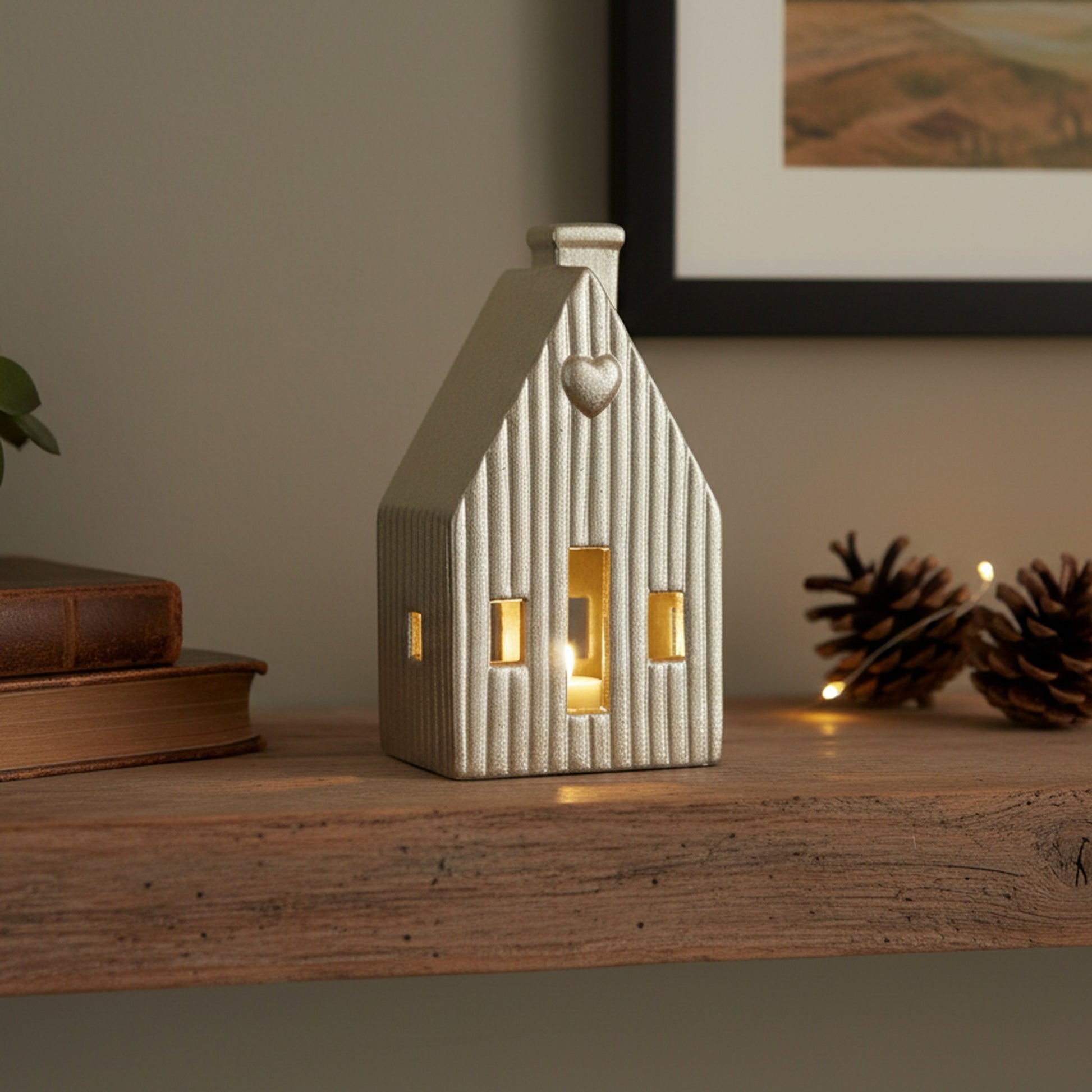 LED Porcelain Metallic House Decor Gold, Holiday Decor