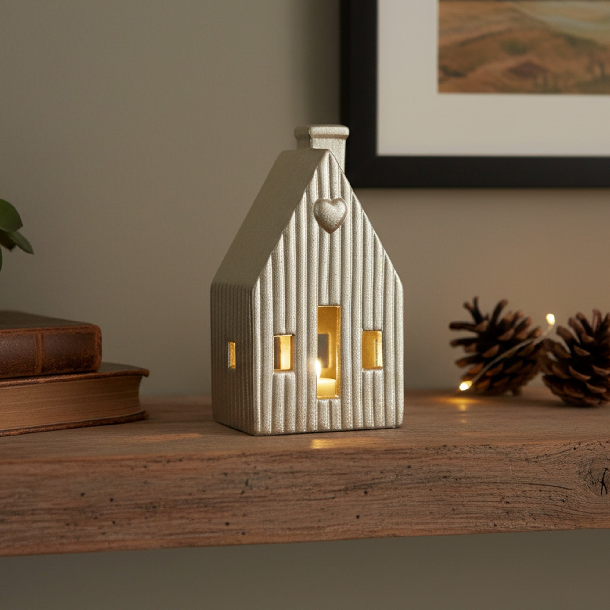 LED Porcelain Metallic House Decor Gold, Holiday Decor