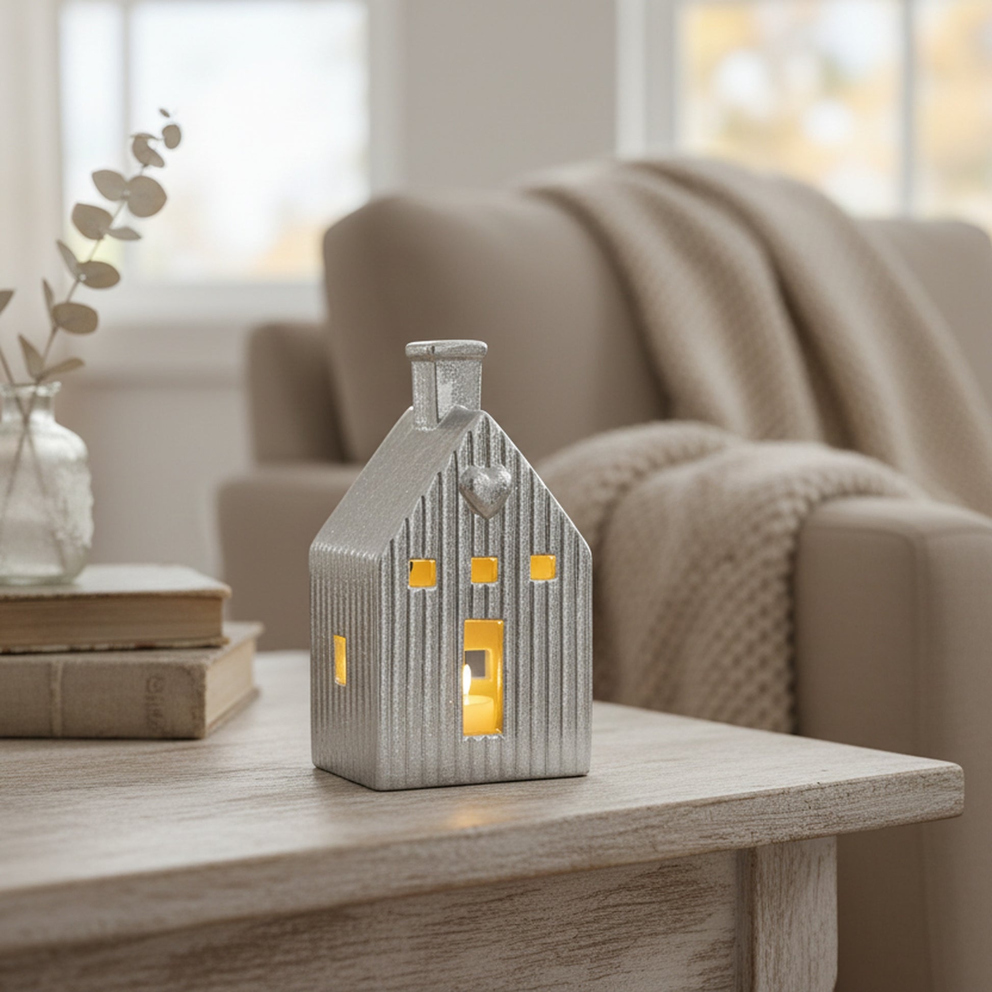 LED Porcelain Metallic Church Decor Silver, Holiday Decor