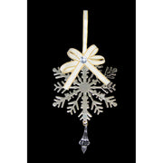 Gold Metal Ornament with Crystal Drop Snowflake, Christmas, Ornament, Holiday Decor- Set of 6