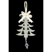 Gold Metal Ornament with Crystal Drop Tree, Ornament, Holiday Decor- Set of 6