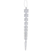 Silver Glitter Ornament Icicle, Ornament, Holiday Decor- Set of 6