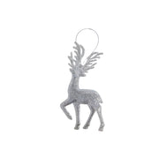 Silver Glitter Ornament Reindeer, Christmas, Ornament, Holiday Decor- Set of 6