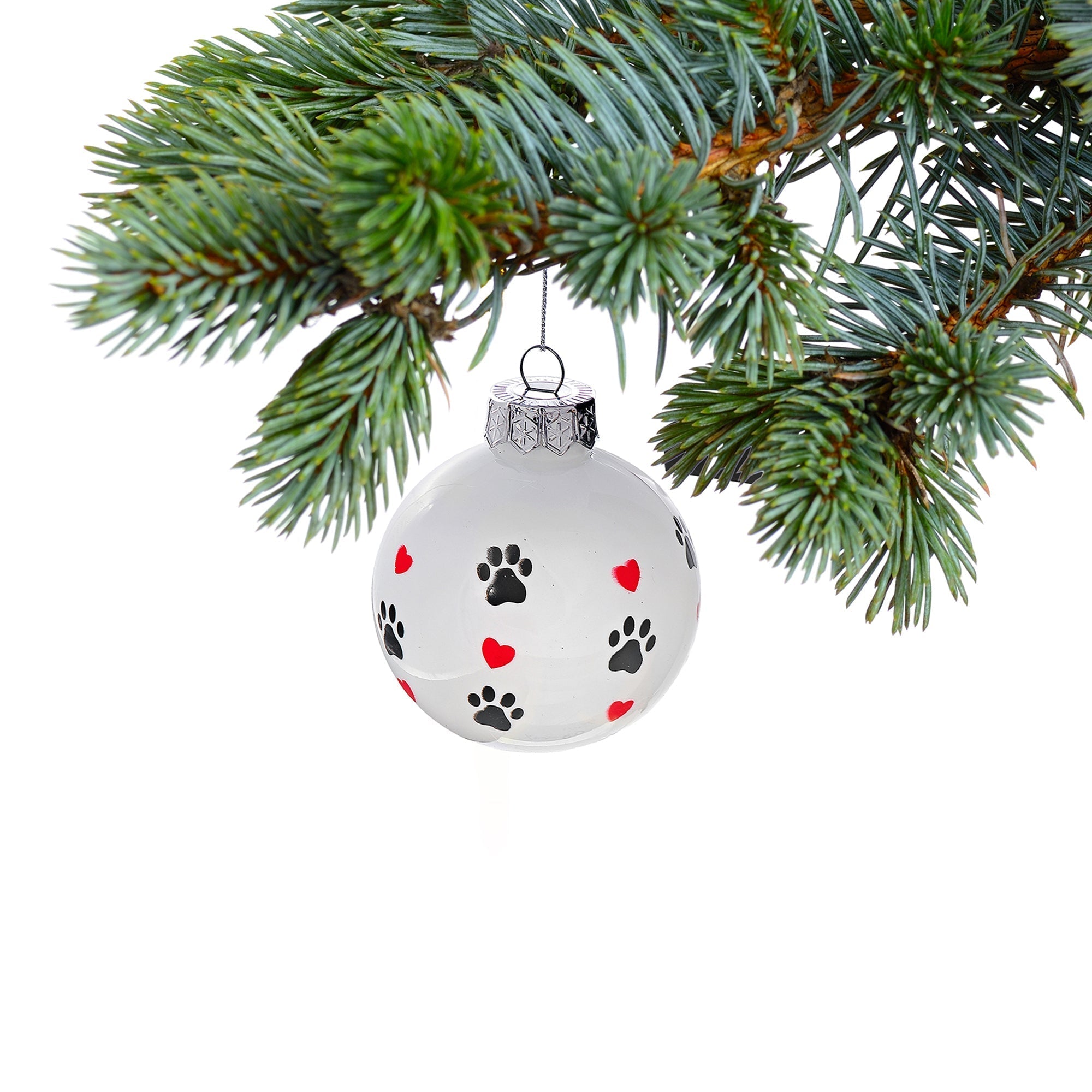 Christmas Paw Prints Ornament Set Of 12, Holiday Tree Decoration, Pet Lover Home Decor