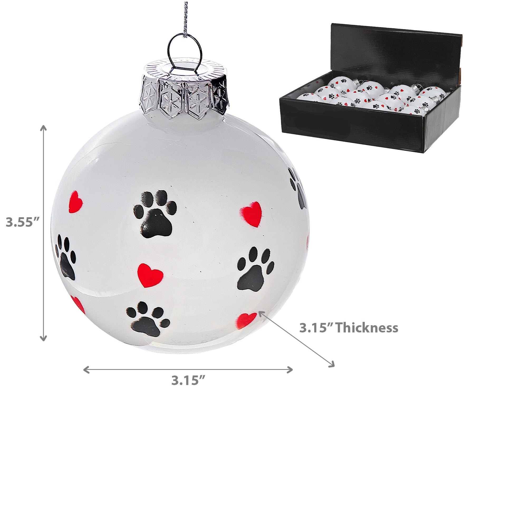 Christmas Paw Prints Ornament - Set of 12