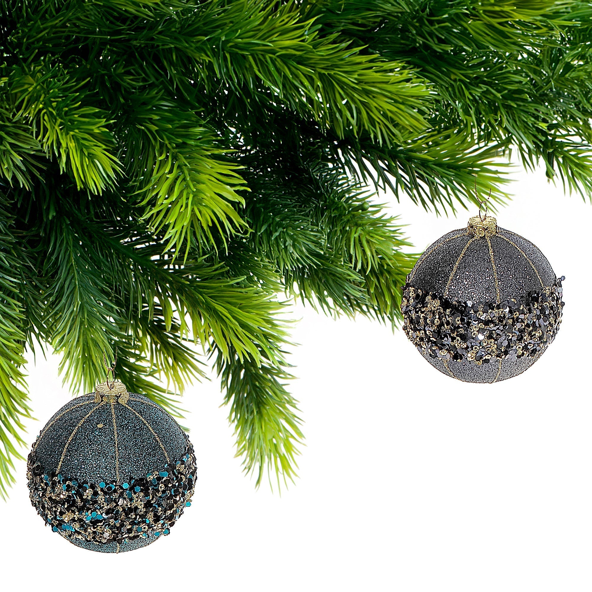 Sequined Ball Christmas Ornaments, Sparkling Holiday Tree Decorations, Festive Winter Ornaments, Set of 12