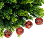 Red Line Pattern Christmas Ornaments, Holiday Tree Decorations, Festive Red Decorative Ornaments, Set of 12