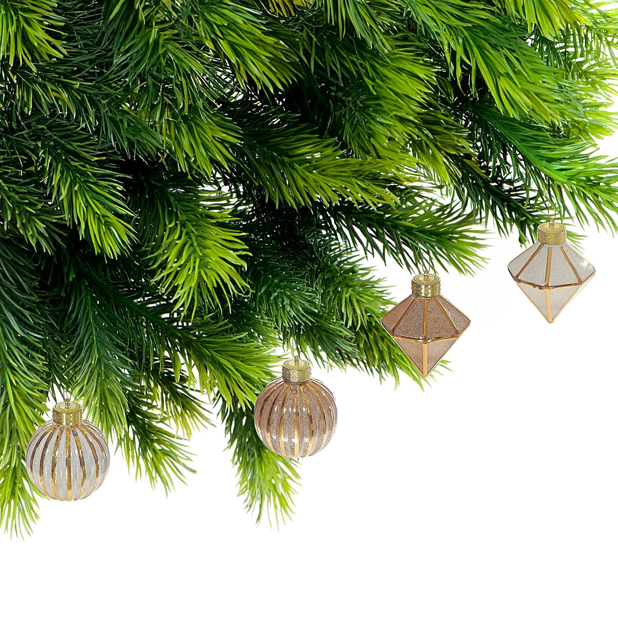 Glitter Diamond and Ball Christmas Ornaments, Sparkling Holiday Tree Decorations, Assorted Festive Ornaments, Set of 12