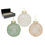 Geometric Glitter Ball Ornament Assorted, Ornament, Holiday Decor- Set of 12