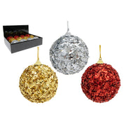 Sequin Glitter Ball Ornament Assorted, Ornament, Holiday Decor- Set of 12