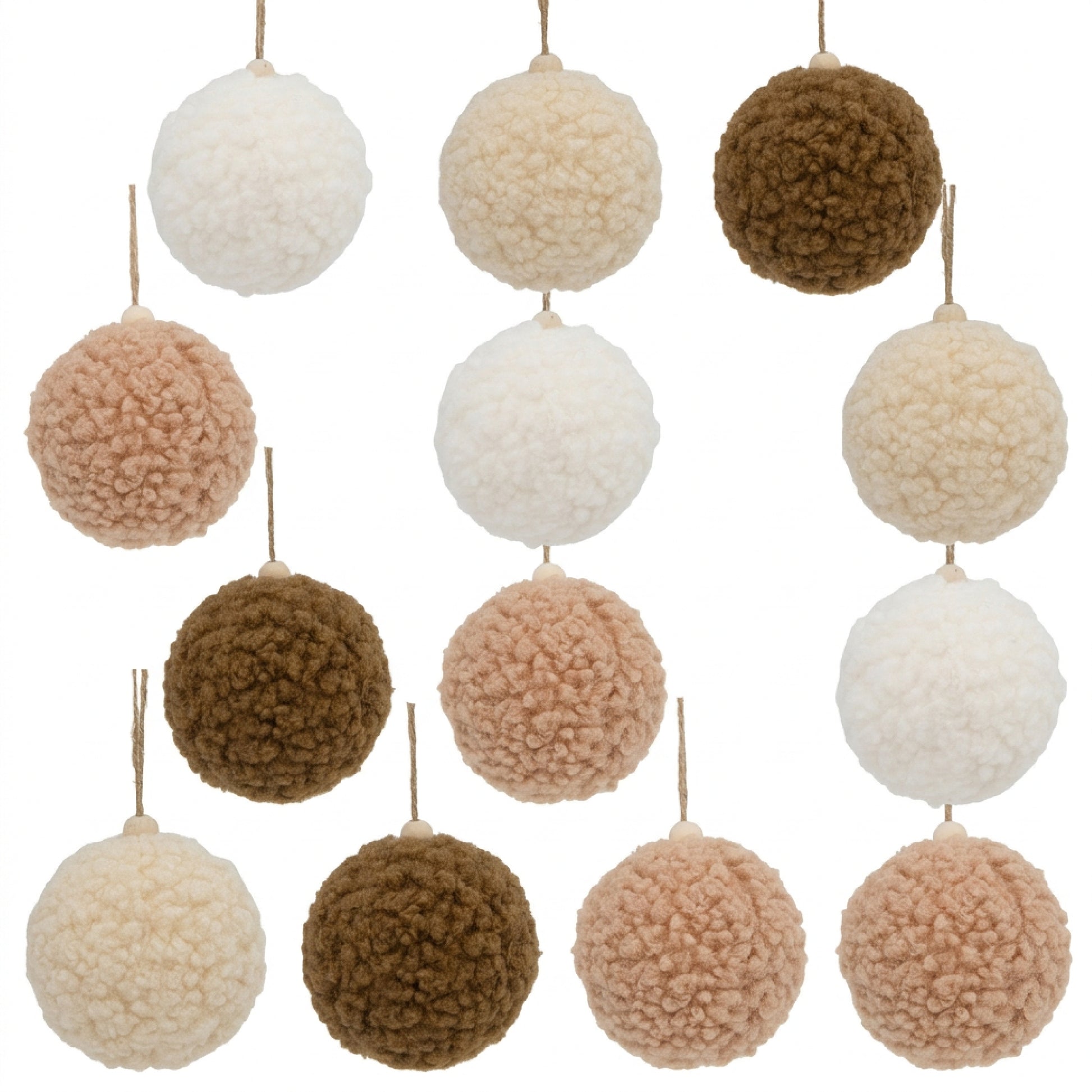 Fluffy Ball Ornament Assorted, Ornament, Holiday Decor- Set of 12