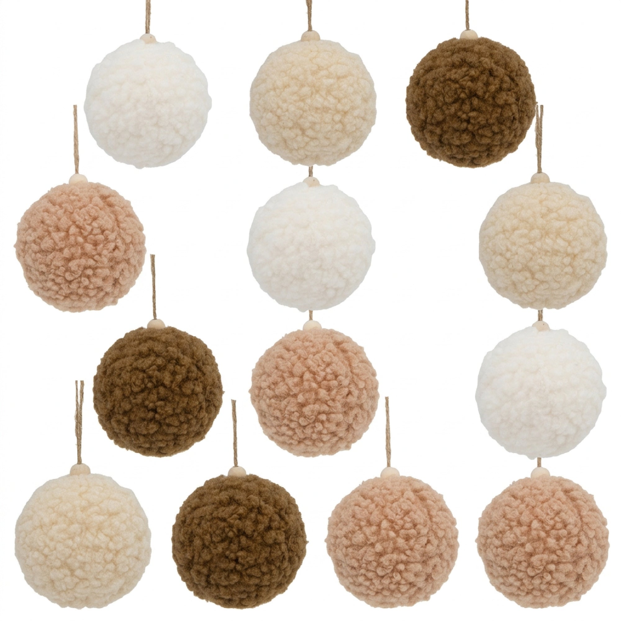 Fluffy Ball Ornament Assorted, Ornament, Holiday Decor- Set of 12