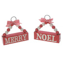 Hanging Beaded Sign (Merry/Noel) (Red) - Set of 12
