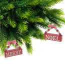 Hanging Beaded Sign (Merry/Noel) (Red) - Set of 12