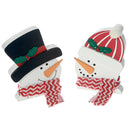 Mdf Snowman Head With Scarf Block (Asstd) - Set of 2