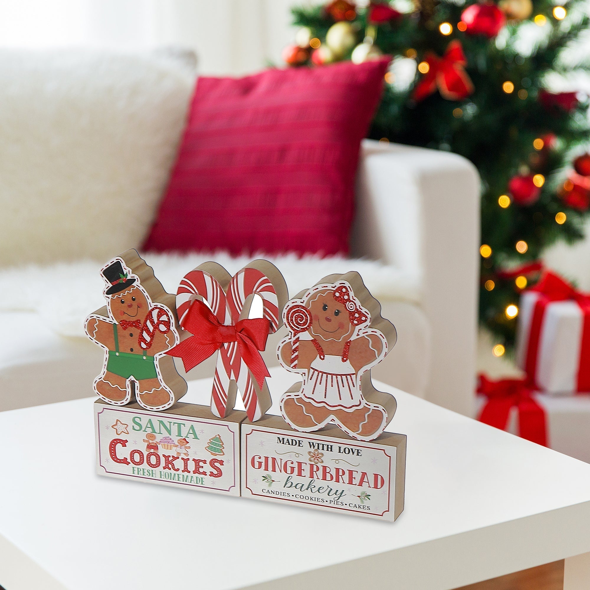 5-Piece Block Set Gingerbread Bakery – Christmas Tabletop Decoration, Holiday Figurines, Festive Seasonal Home Accent