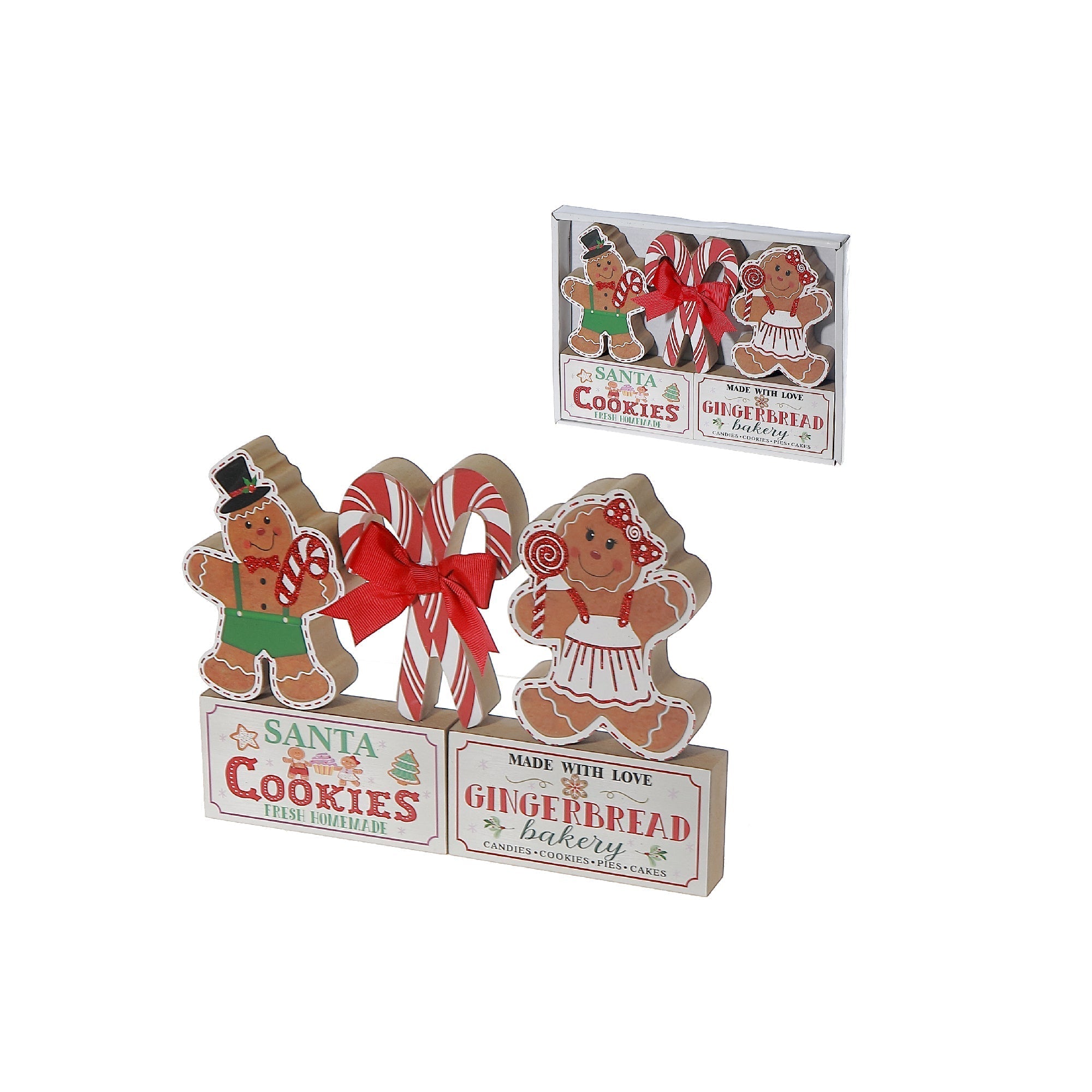 5-Piece Block Set Gingerbread Bakery – Christmas Tabletop Decoration, Holiday Figurines, Festive Seasonal Home Accent