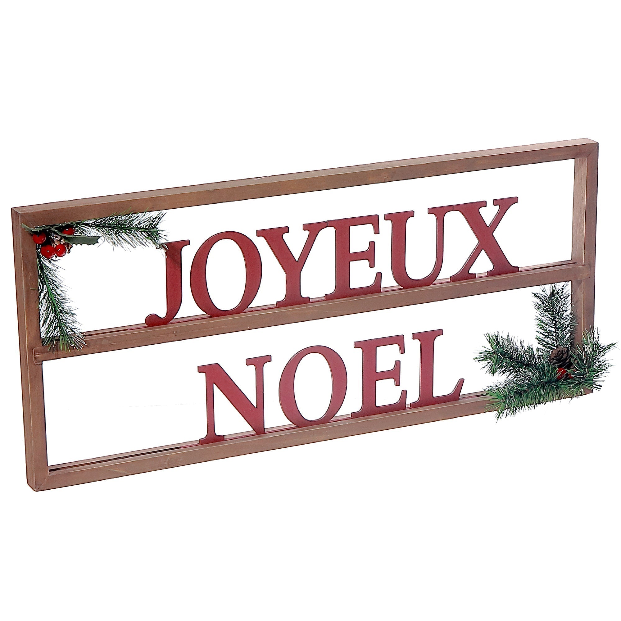 Wooden Framed Joyeux Noel Sign, Holiday Home Décor, Rustic Christmas Wall Decoration