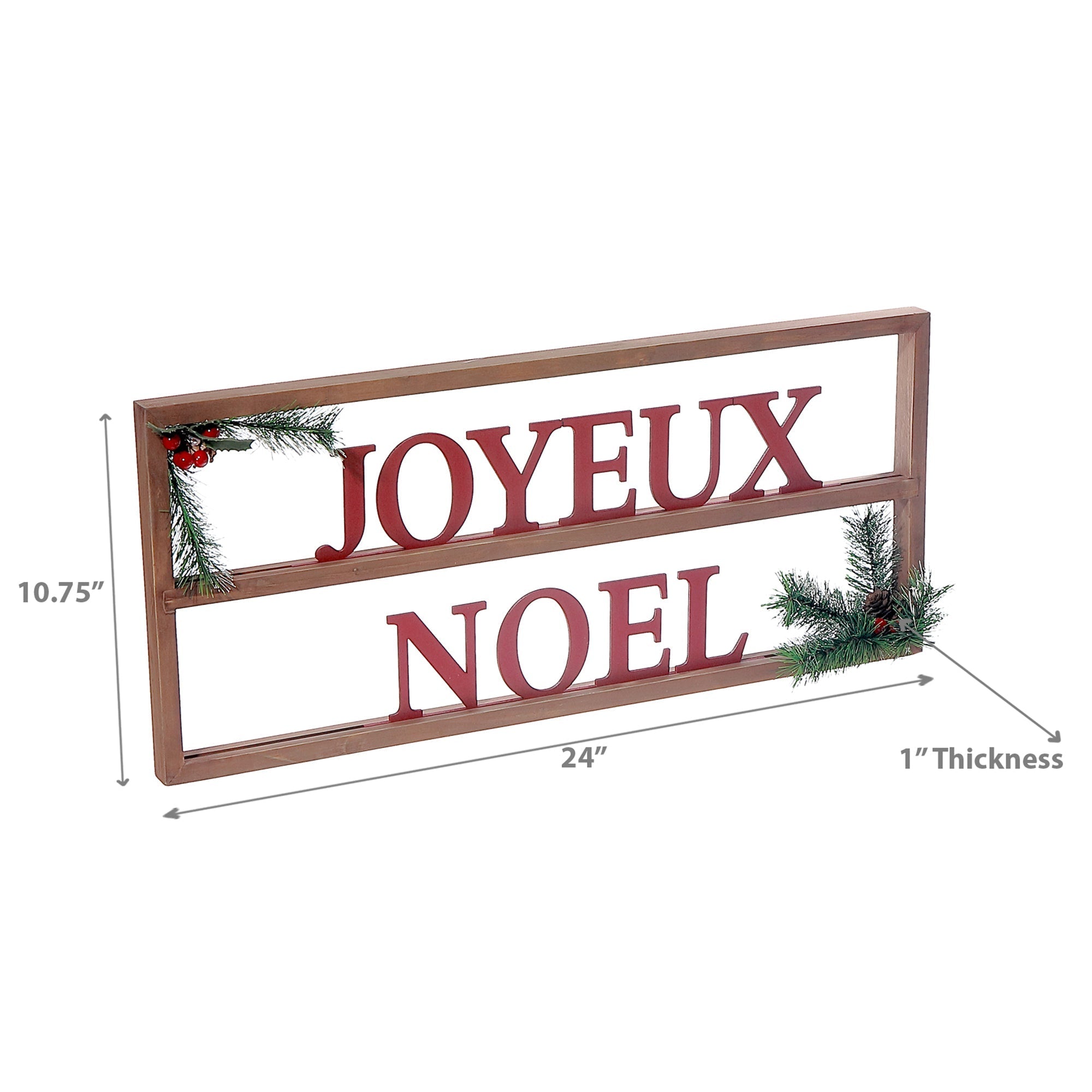 Wooden Framed Joyeux Noel Sign, Holiday Home Décor, Rustic Christmas Wall Decoration