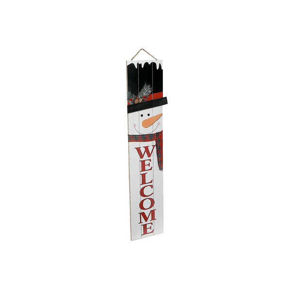 Wooden Snowman Porch Hanger (Welcome)