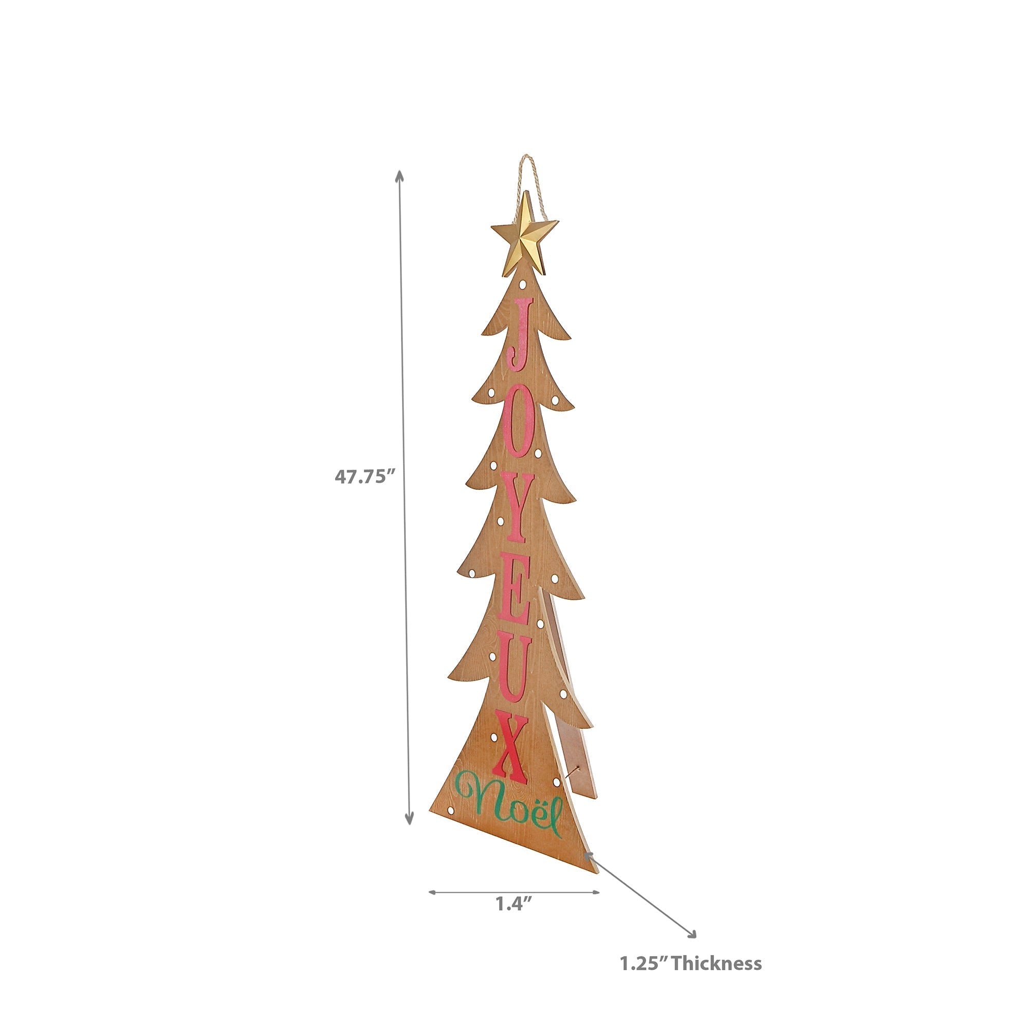 Wooden Christmas Tree Hanger, Holiday Decoration, Joyeux Noel Hanging Ornament