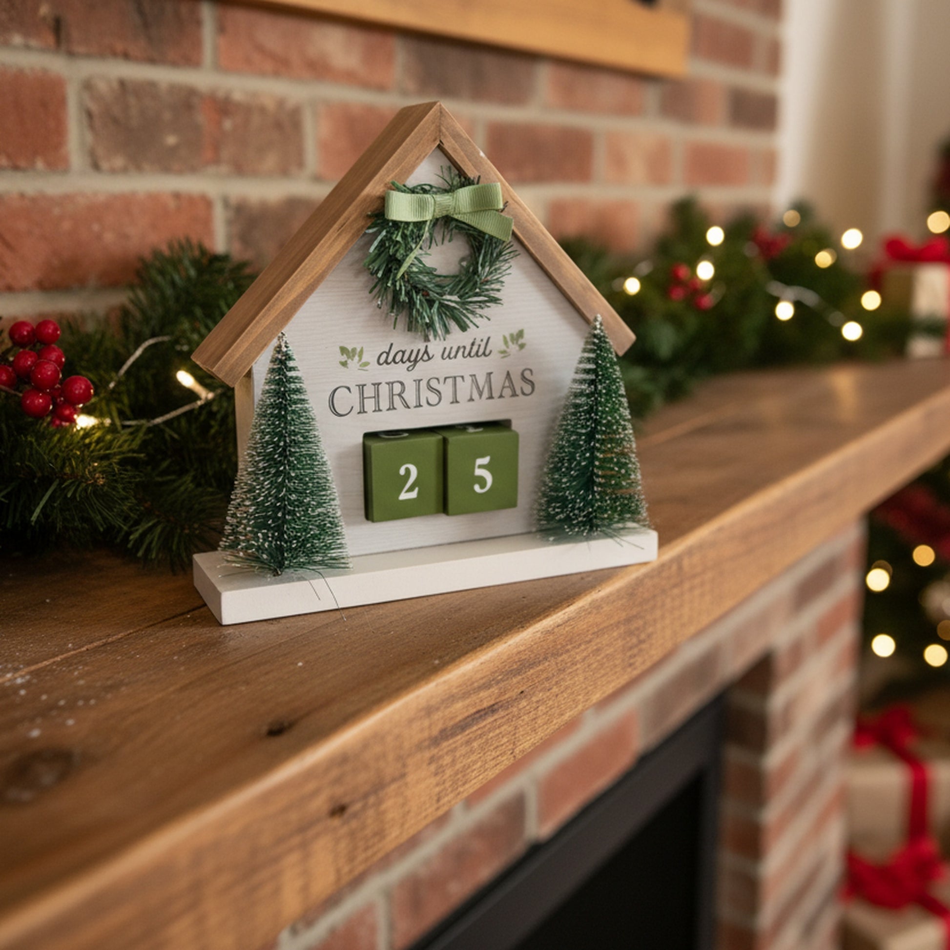 Wooden House with Trees Advent Calendar, Christmas, Holiday Decor