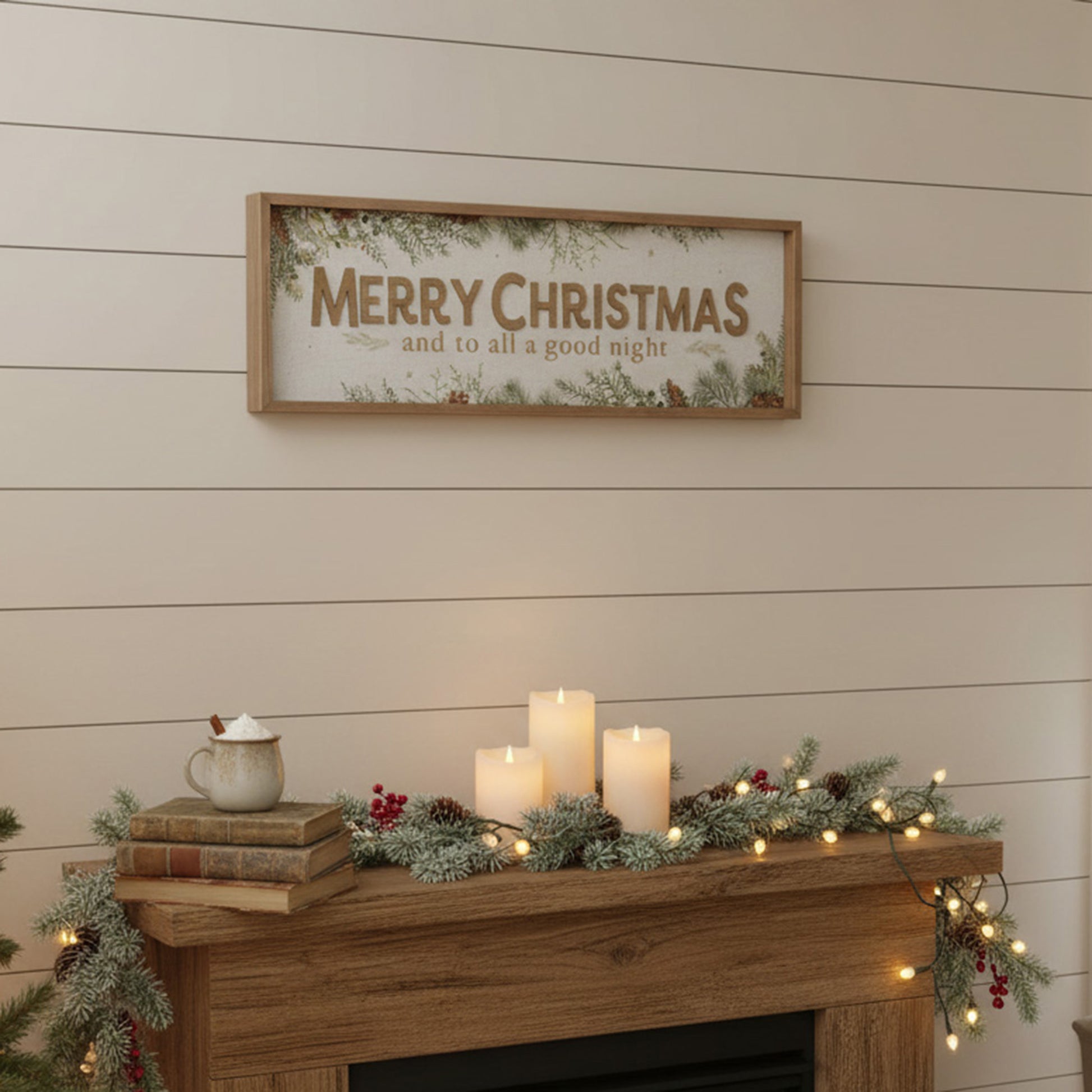 Framed MDF Wall Sign Merry Christmas and to All a Good Night, Christmas, Wall Decor, Holiday Decor