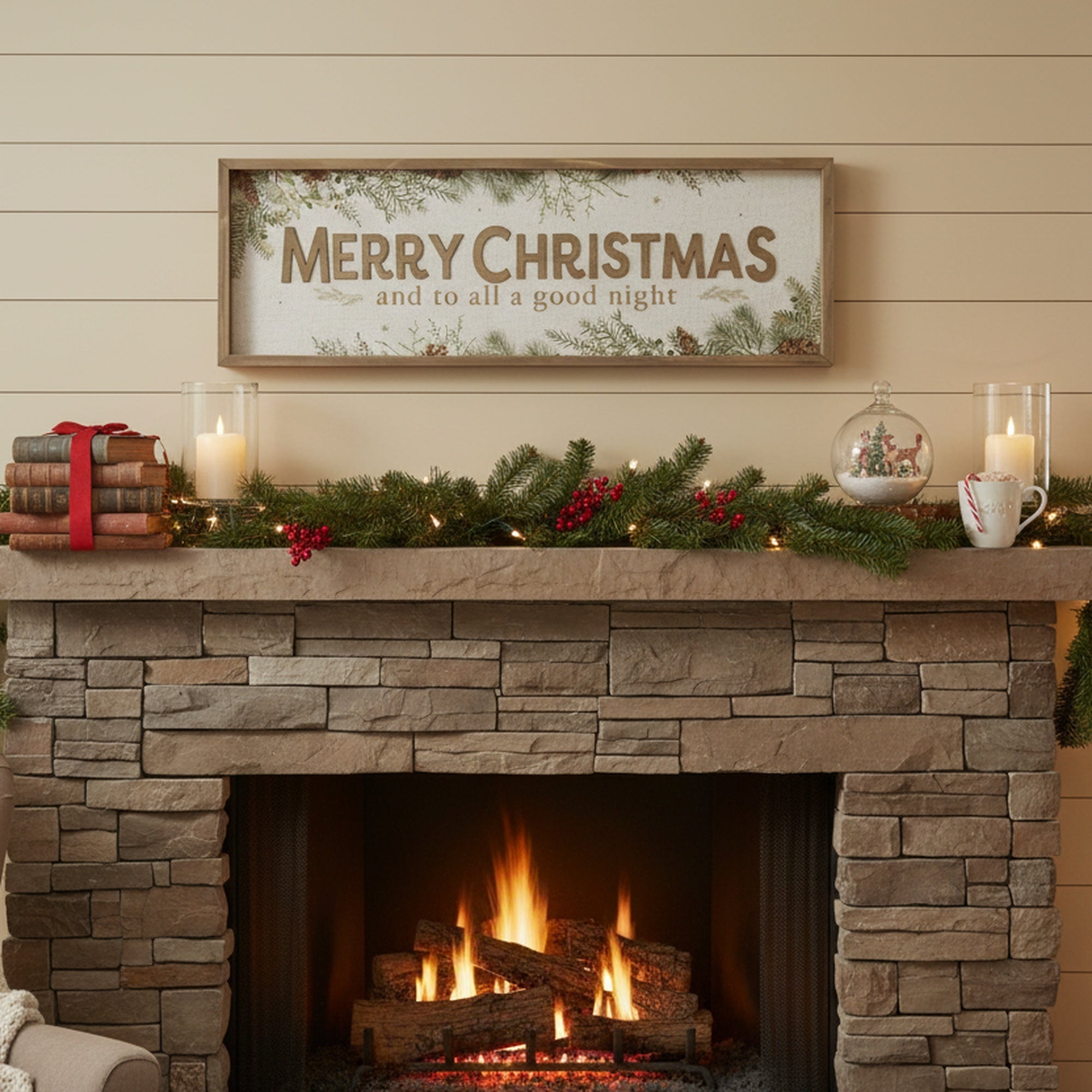 Framed MDF Wall Sign Merry Christmas and to All a Good Night, Christmas, Wall Decor, Holiday Decor