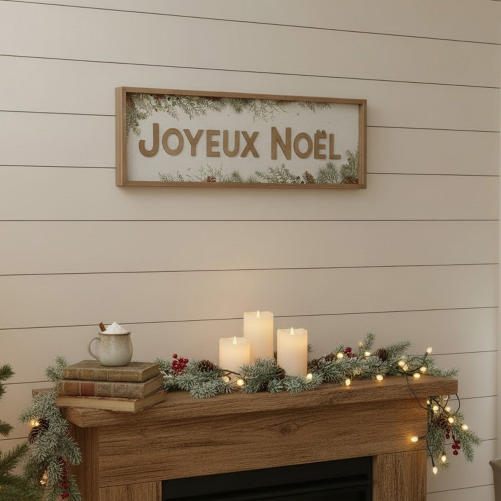 Framed MDF Wall Sign Joyeux Noel, Christmas, Wall Decor, Holiday Decor