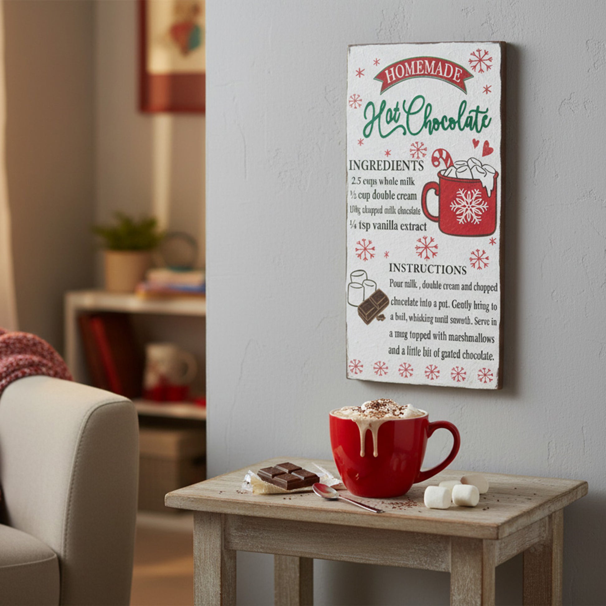 MDF Wall Sign Homemade Hot Chocolate Recipe, Christmas, Wall Decor, Holiday Decor