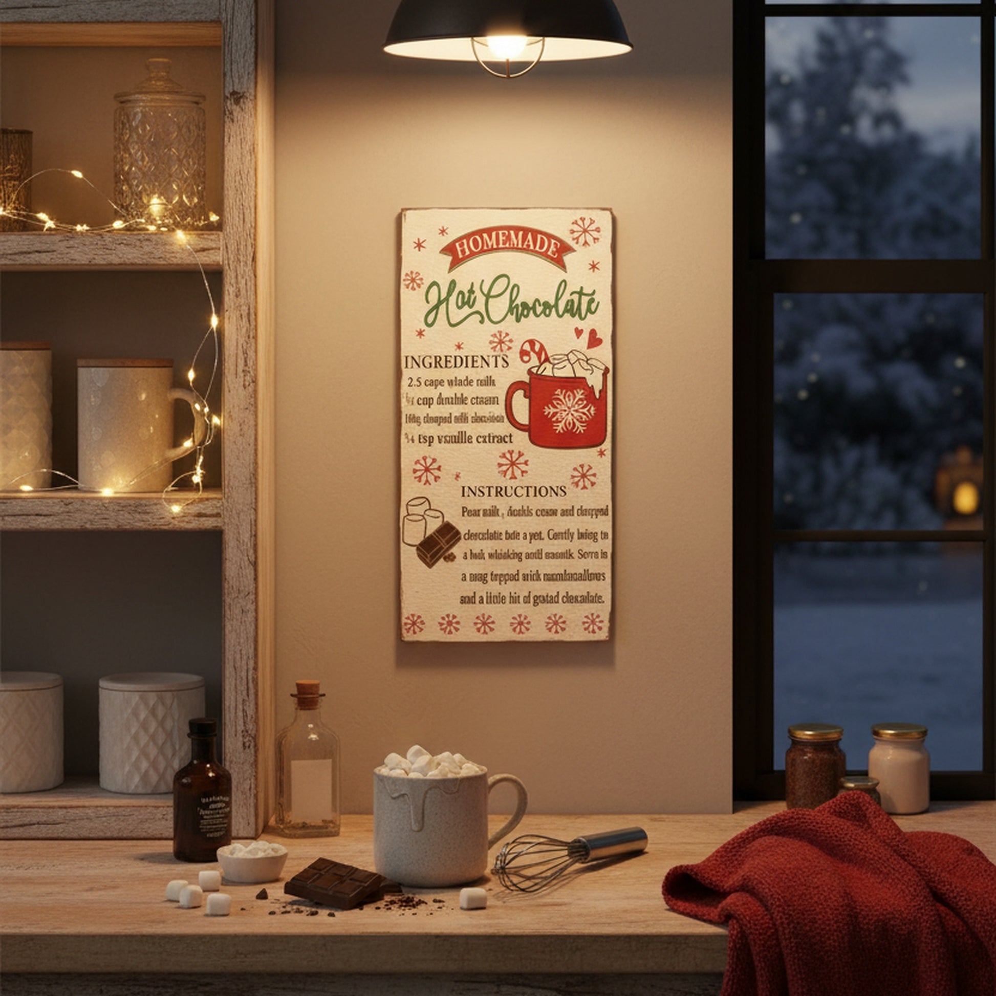 MDF Wall Sign Homemade Hot Chocolate Recipe, Christmas, Wall Decor, Holiday Decor
