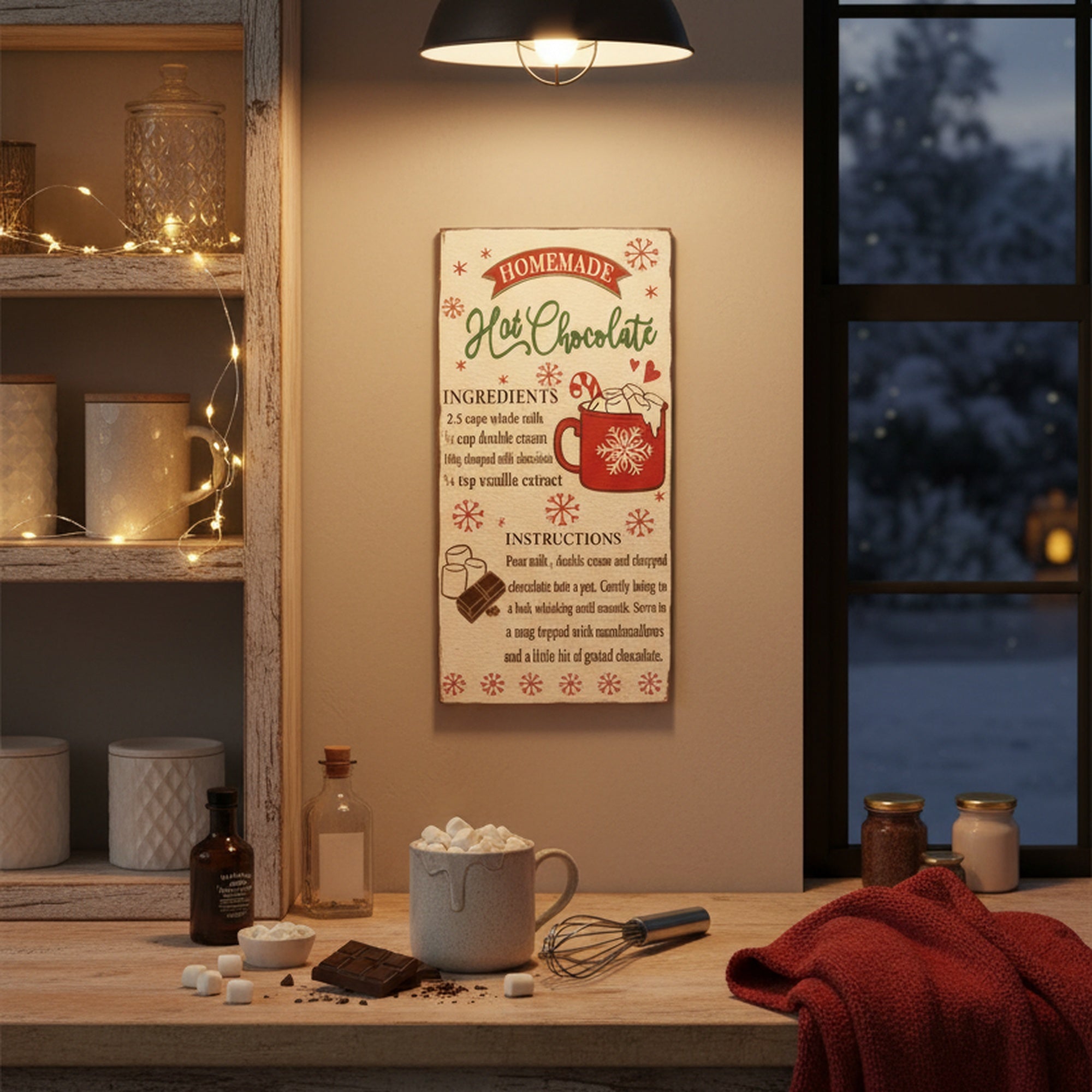 MDF Wall Sign Homemade Hot Chocolate Recipe, Christmas, Wall Decor, Holiday Decor