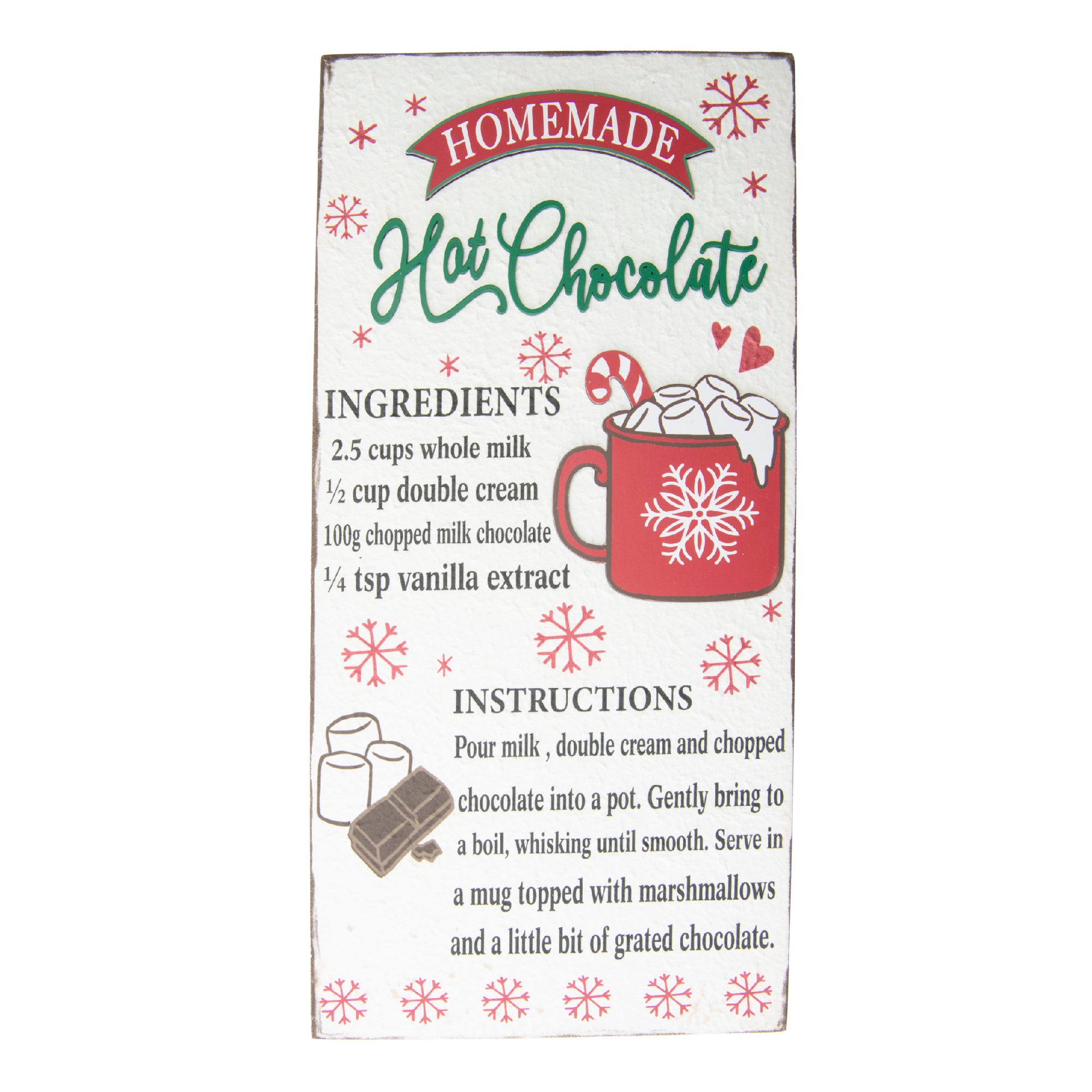MDF Wall Sign Homemade Hot Chocolate Recipe, Christmas, Wall Decor, Holiday Decor