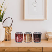 Glass Midnight Forest Tealight Candle Holders, Winter Candle Decor - Set Of 3