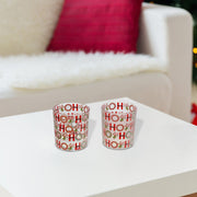 Glass Tealight Holders with Ho Ho Ho Decal Assorted - Set of 2, Christmas Candle Holder, Holiday Decor