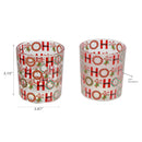 Glass Tealight Holders With Decal (Ho Ho Ho) (Asstd) - Set of 2