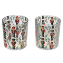 Glass Tealight Holders With Decal (Nutcracker) (Asstd) - Set of 2