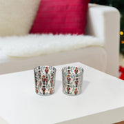 Glass Tealight Holders with Nutcracker Decal Assorted - Set of 2, Christmas Candle Decor, Holiday Table Accent