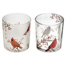 Glass Tealight Holders With Decal (Cardinal) (Asstd) - Set of 2