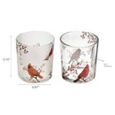 Glass Tealight Holders With Decal (Cardinal) (Asstd) - Set of 2