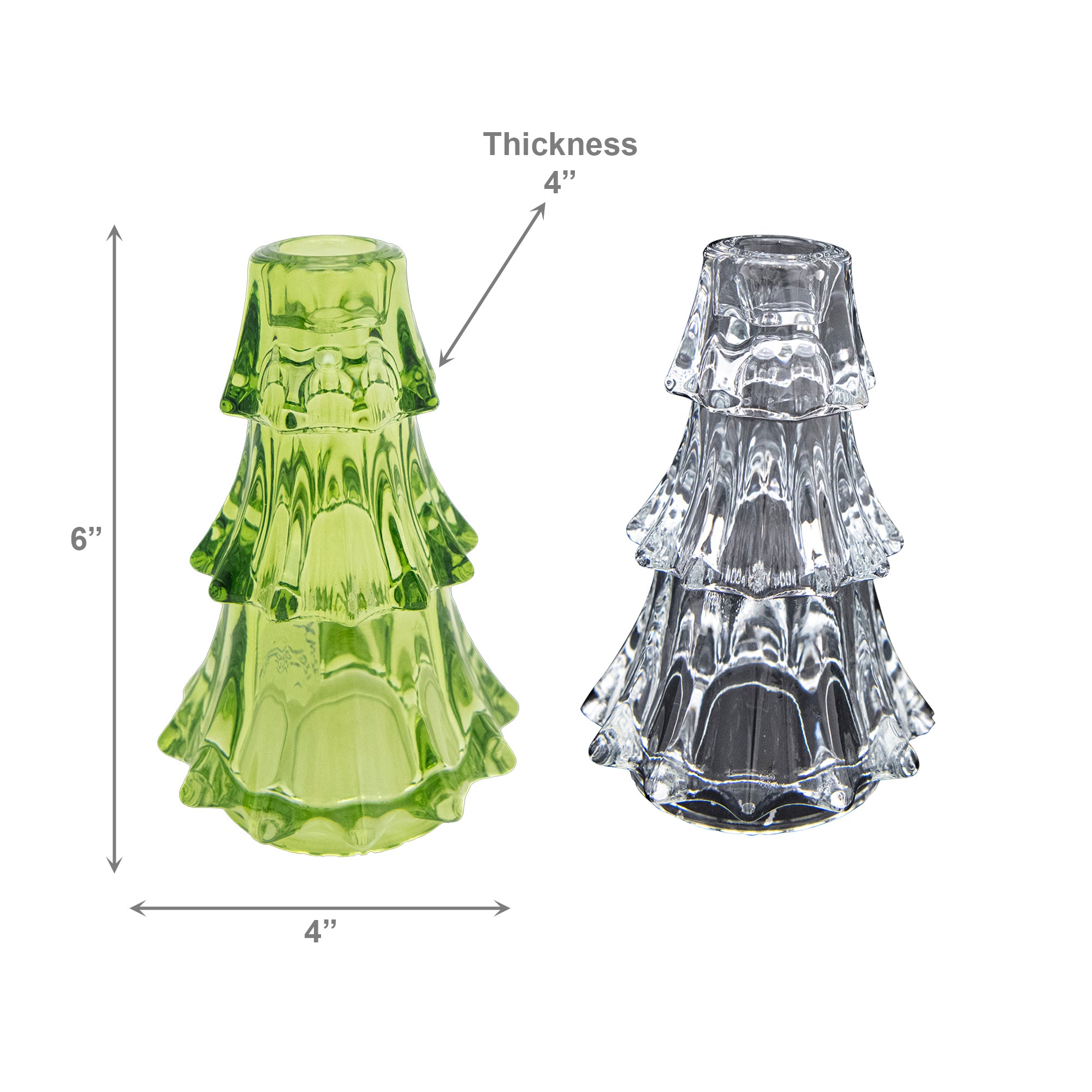 6" Tree Glass Candle Holder Assorted, Candle Holder, Holiday Decor- Set of 2