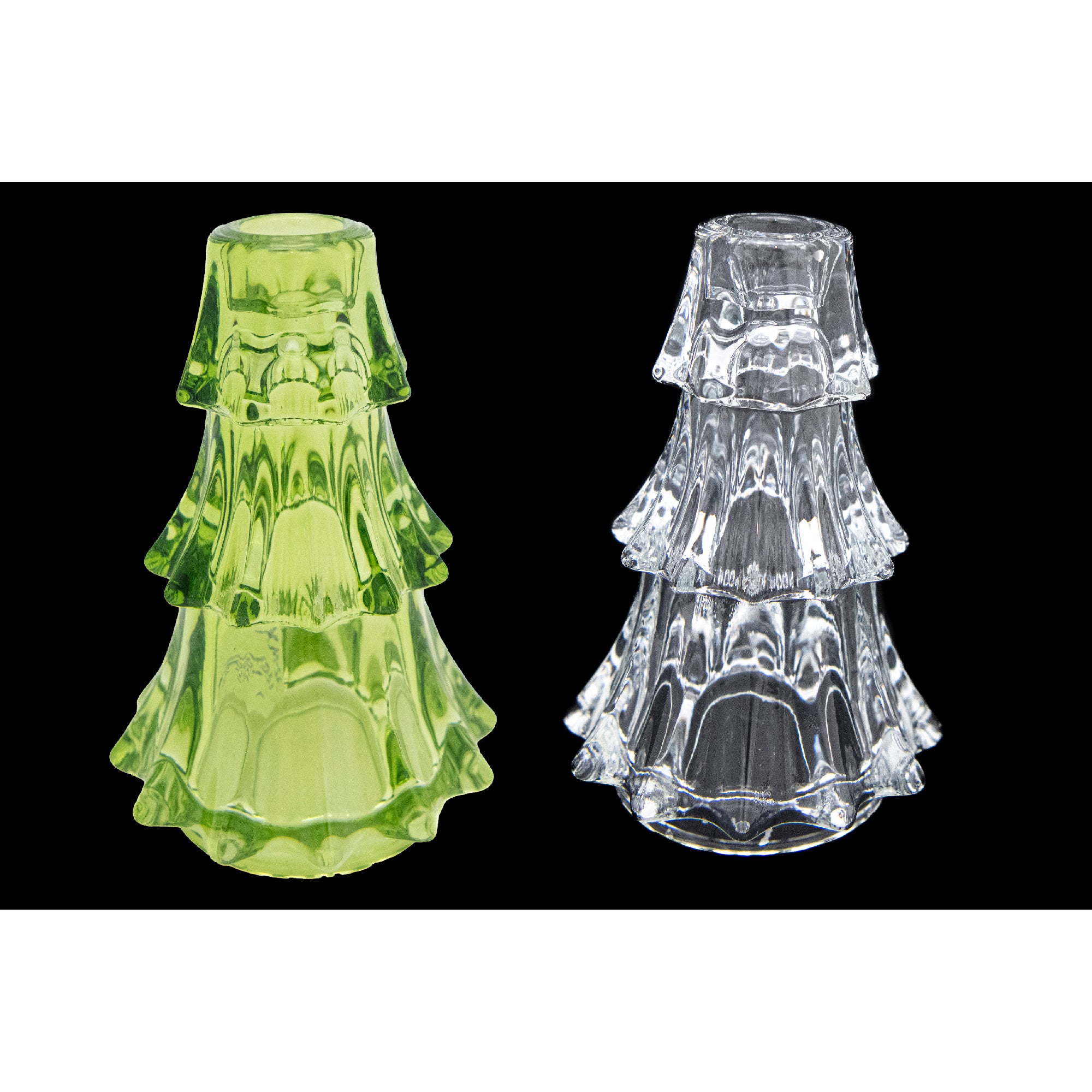 6" Tree Glass Candle Holder Assorted, Candle Holder, Holiday Decor- Set of 2