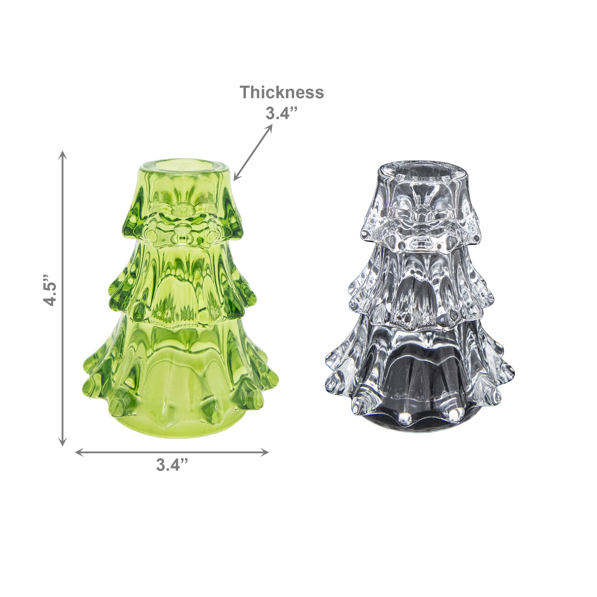 4.5" Tree Glass Candle Holder Assorted, Candle Holder, Holiday Decor- Set of 2
