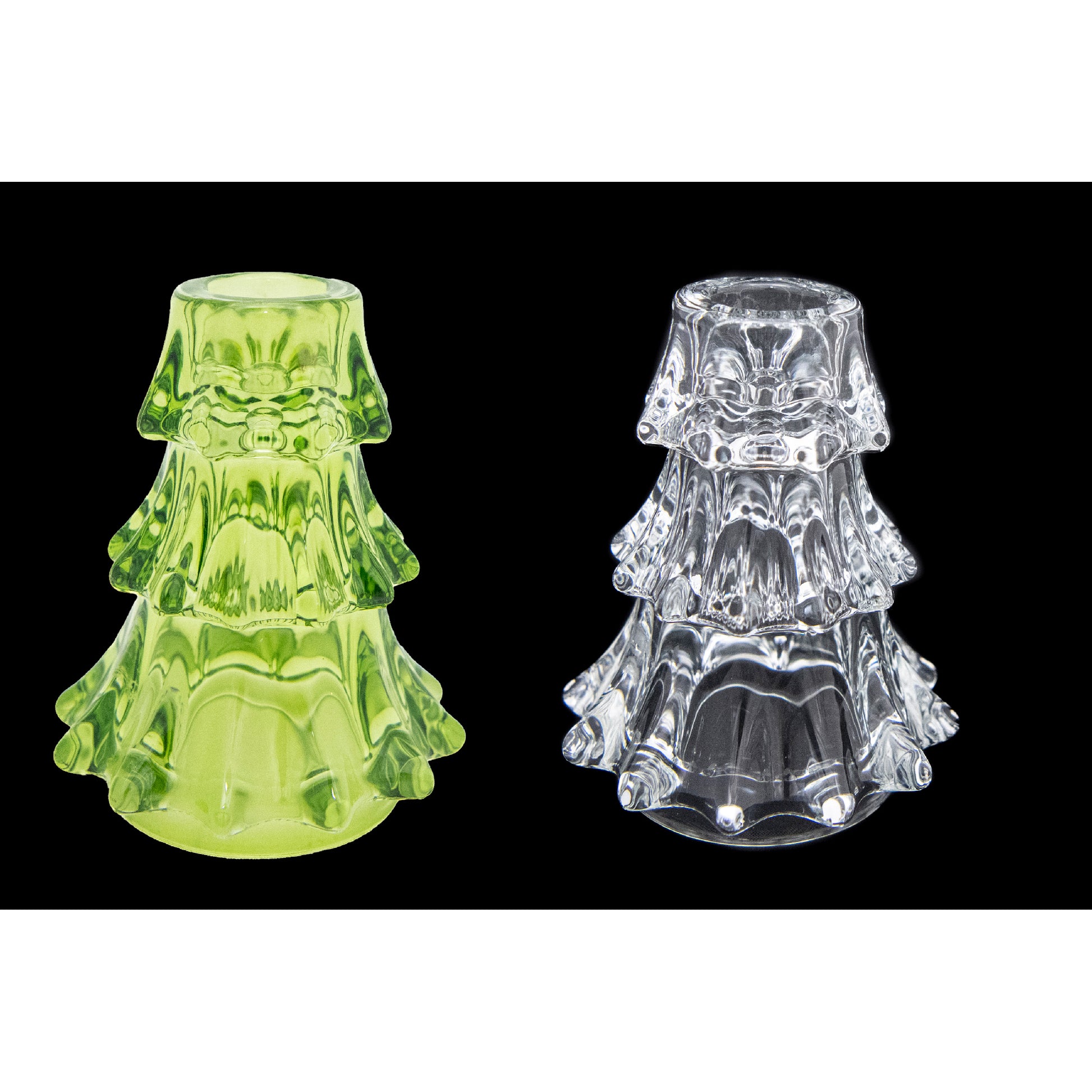 4.5" Tree Glass Candle Holder Assorted, Candle Holder, Holiday Decor- Set of 2