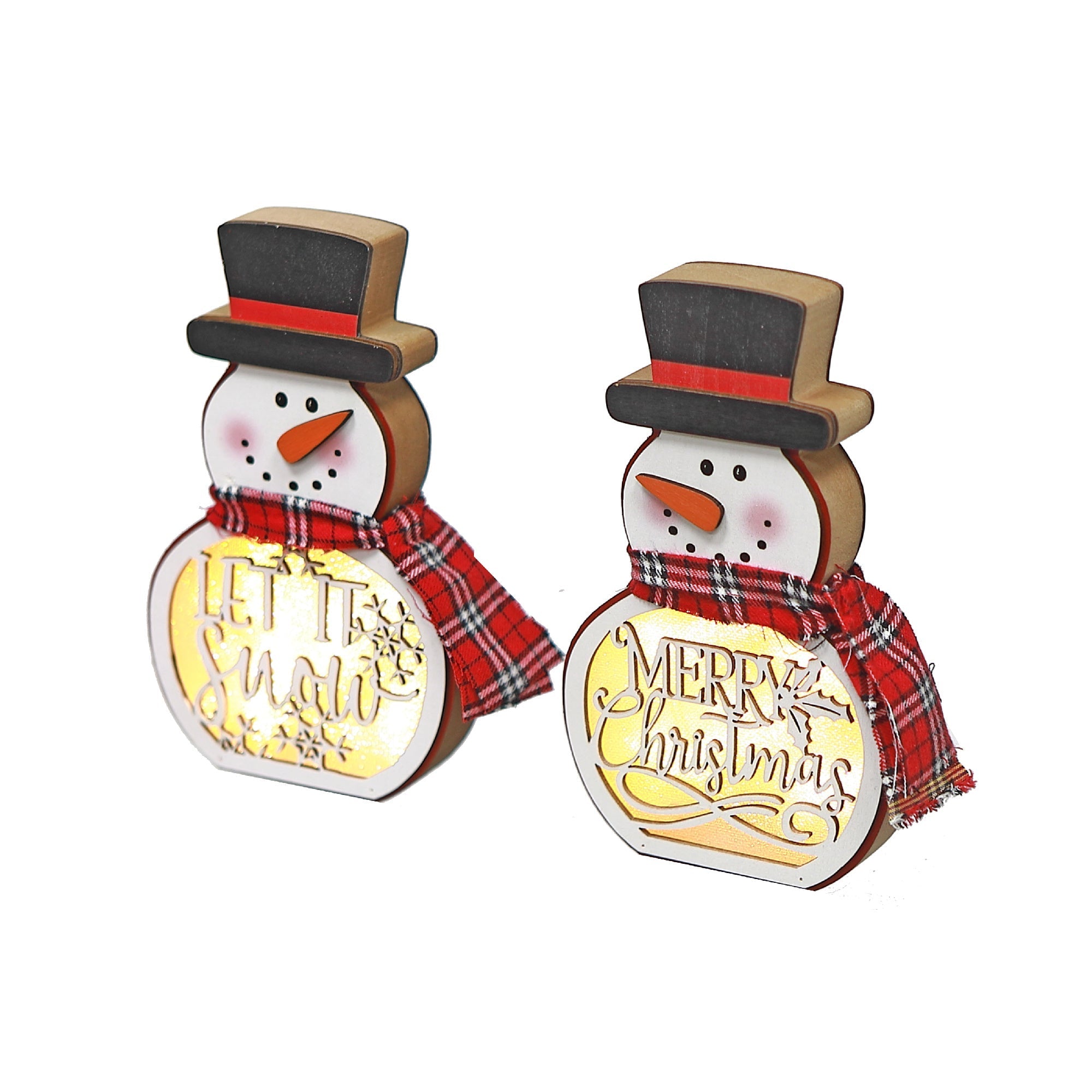 Light-Up Snowman Stand Christmas Decor Set of 2 – Holiday Accent