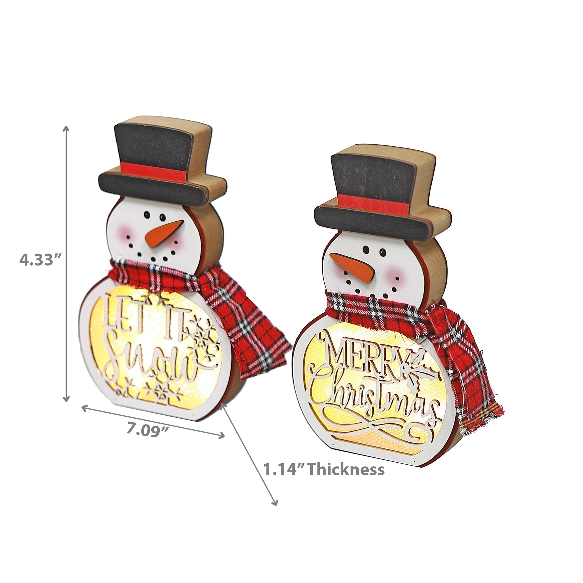 Light-Up Snowman Stand Christmas Decor Set of 2 – Holiday Accent