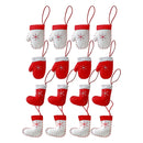Fabric Hanging Ornament Stockings & Mitts (Asstd) - Set of 12